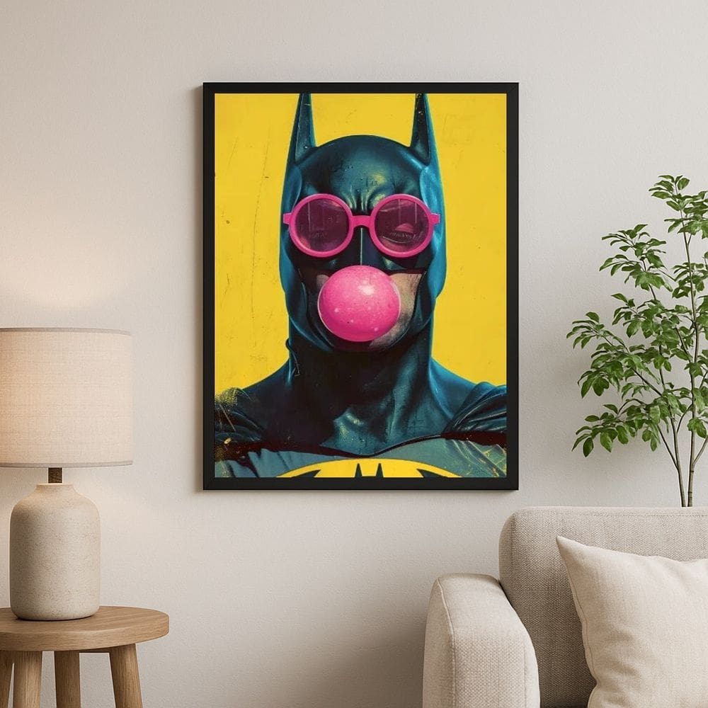 Quadro Divertido Super Herói Bubble Gum 45x34cm