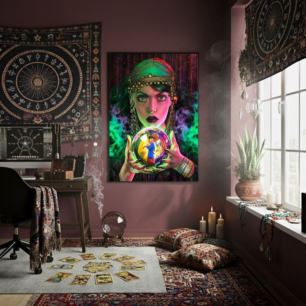 Quadro Cigana Cartomante Bola de Cristal  - 70x50cm