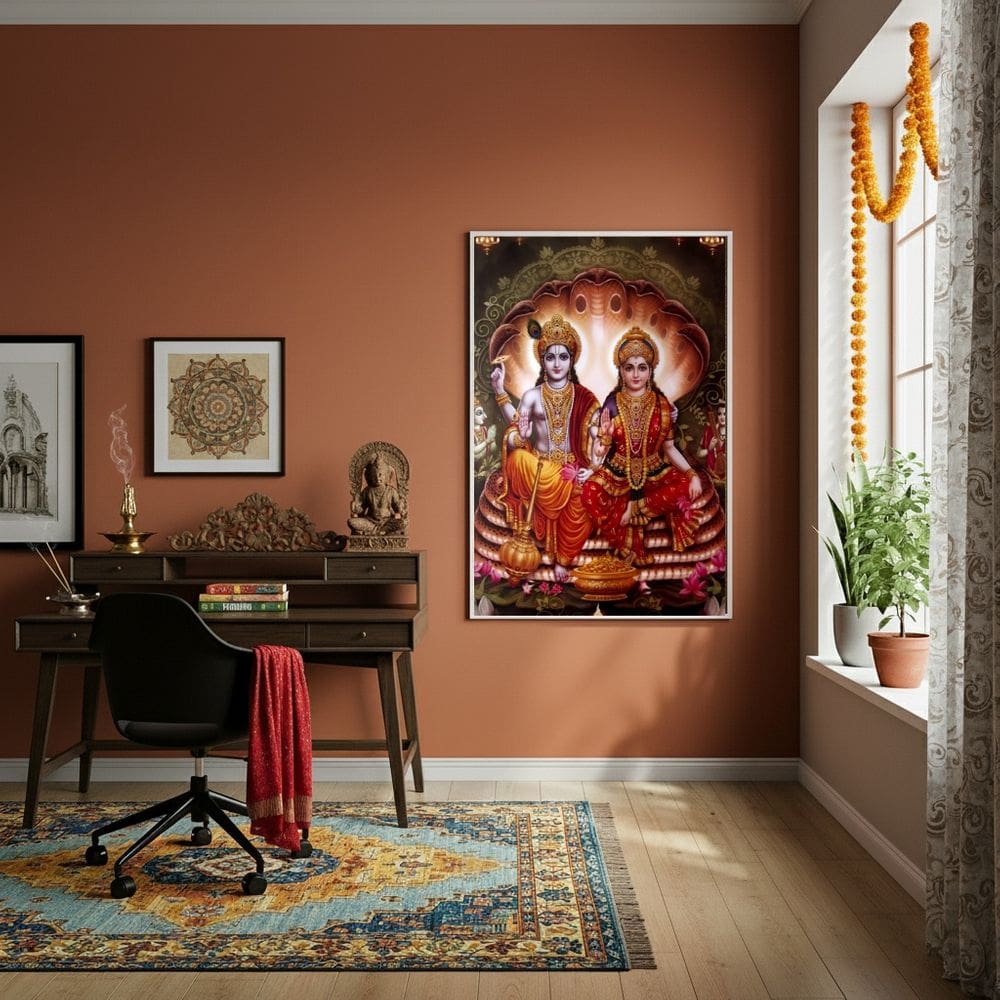 Quadro Lakshmi A Deusa da Riqueza O Deus Vishnu - 70x50cm