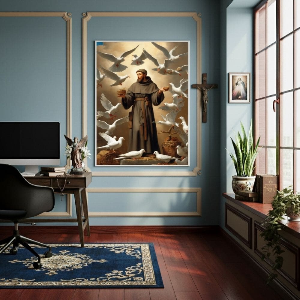 Quadro São Francisco de Assis Padroeiro dos Animais -70x50cm