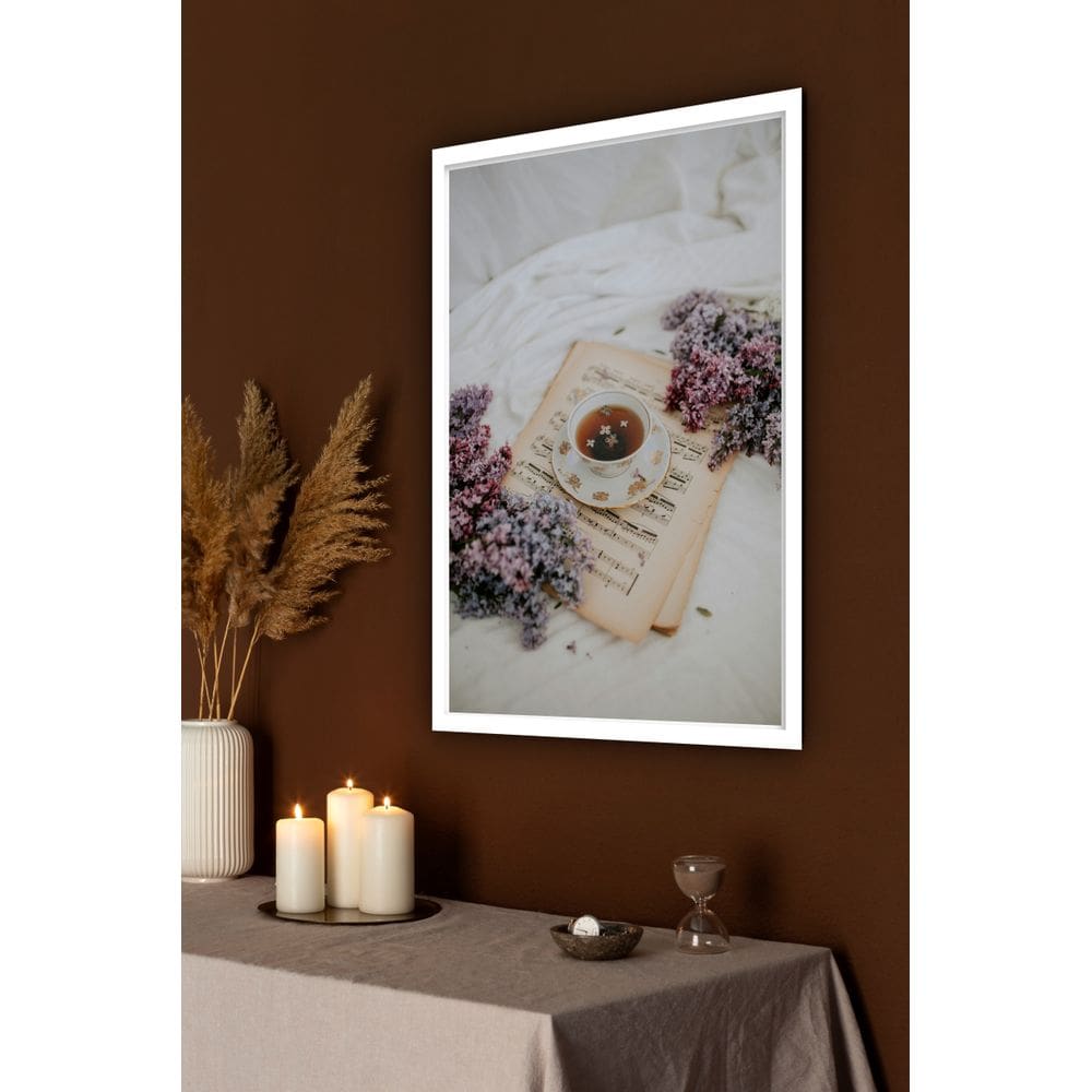 Quadro Decorativo Xícara De Chá Notas Musicais - 70x50cm