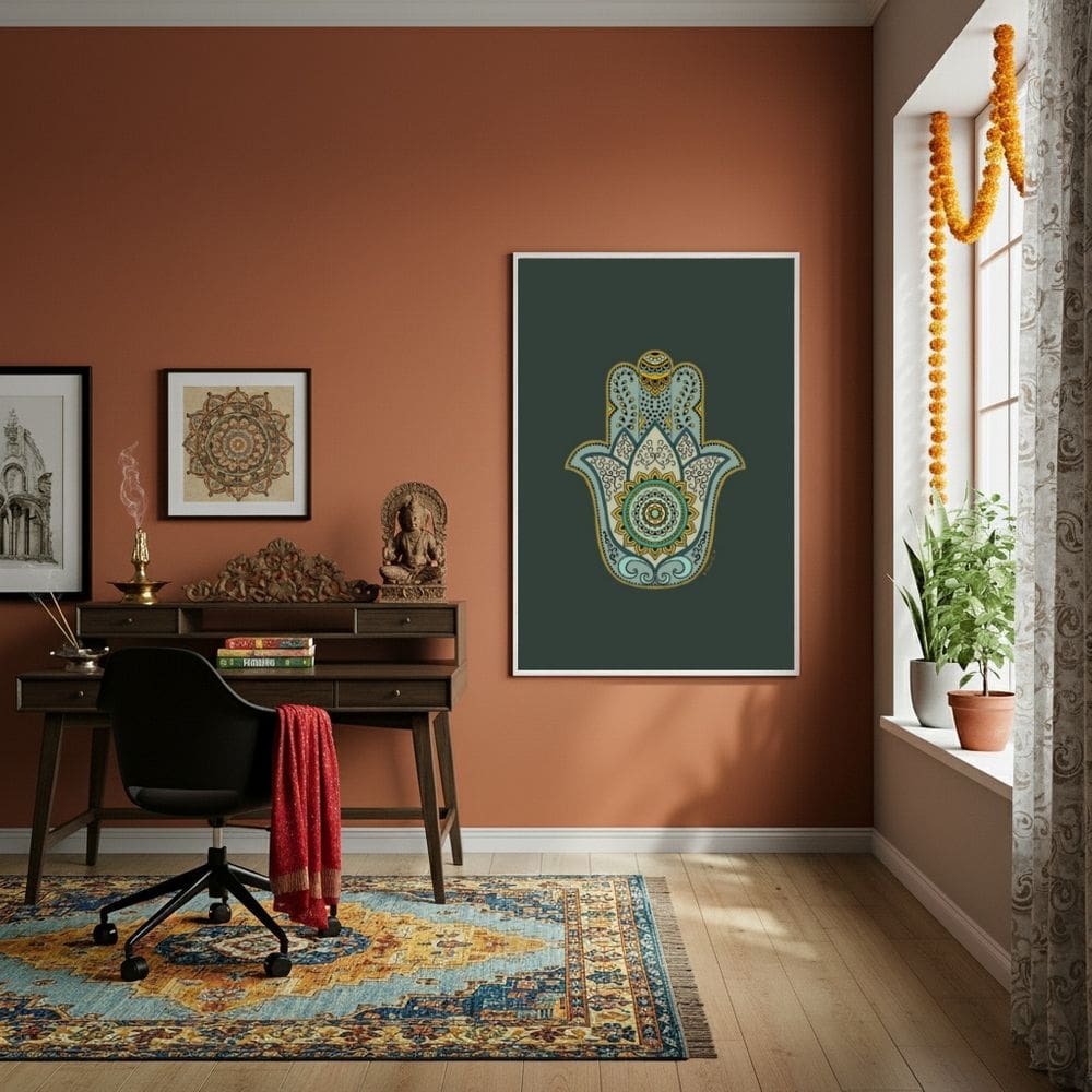 Quadro Decorativo Desenho da Mão de Fátima - 70x50cm