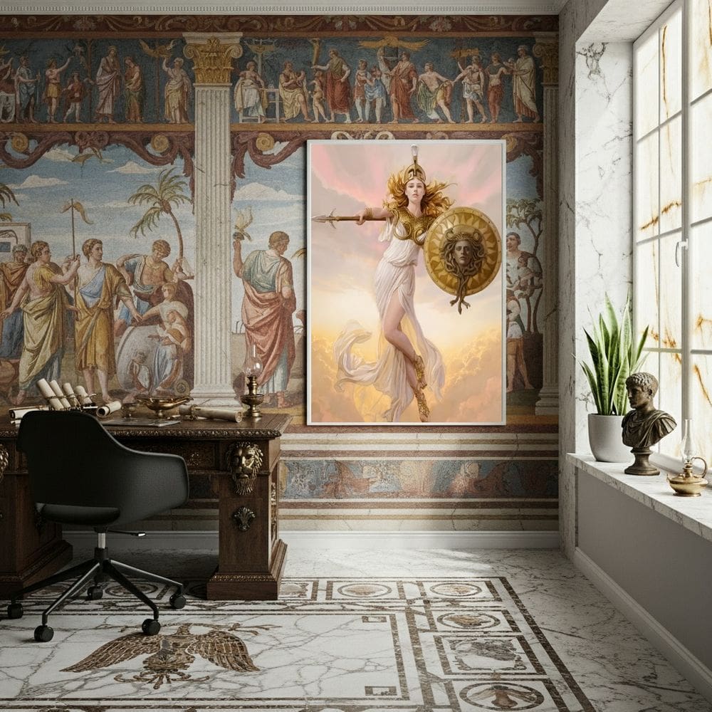 Quadro Decorativo Atena Deusa Grega Sabedoria - 70x50cm