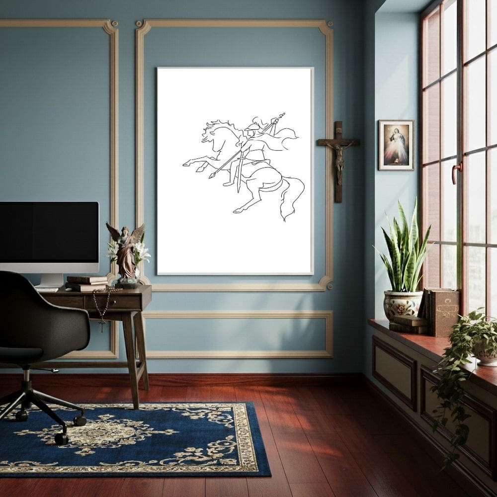 Quadro Decorativo São Jorge O Santo Guerreiro - 70x50cm