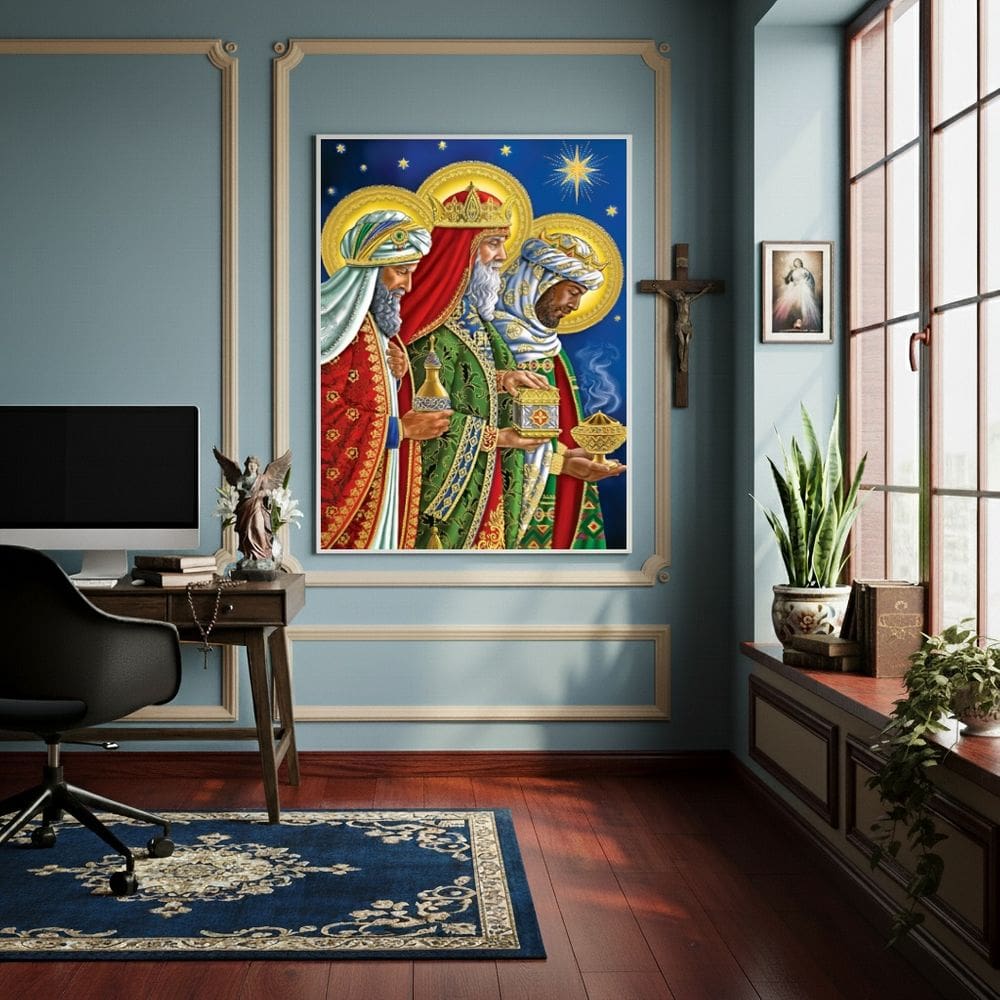Quadro Decorativo Os Três Reis Magos - 70x50cm