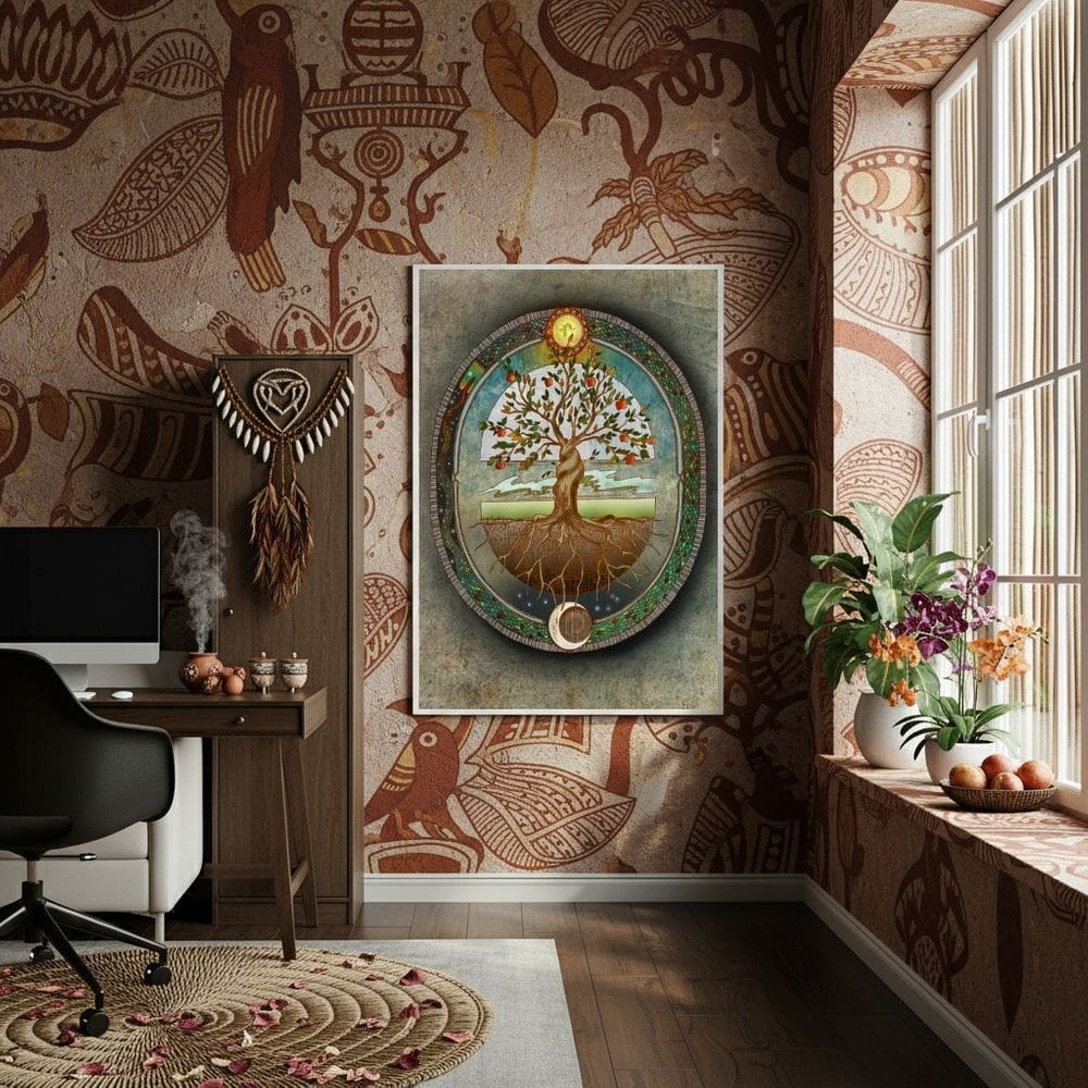 Quadro Decorativo Místico Árvore Da Vida  - 70x50cm