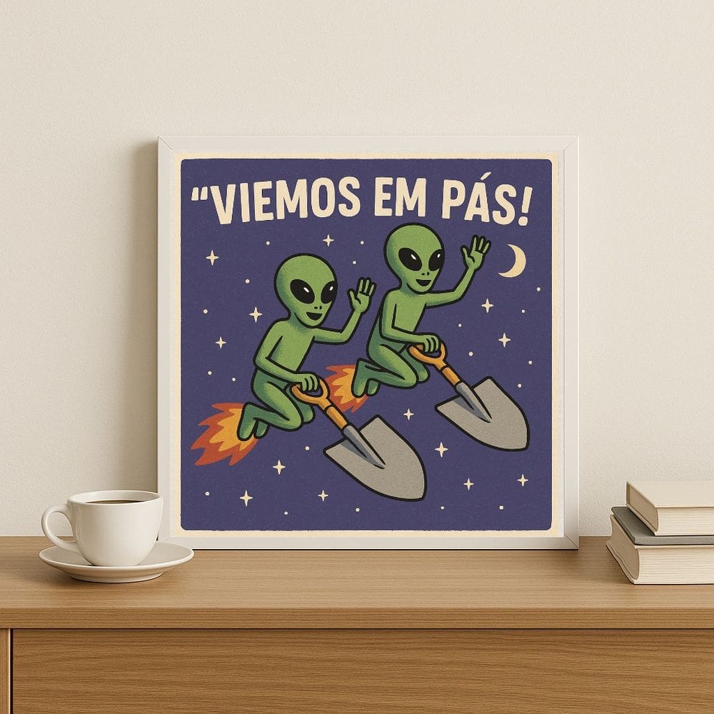 Quadro Divertido Extraterrestres - 33x33cm - com vidro
