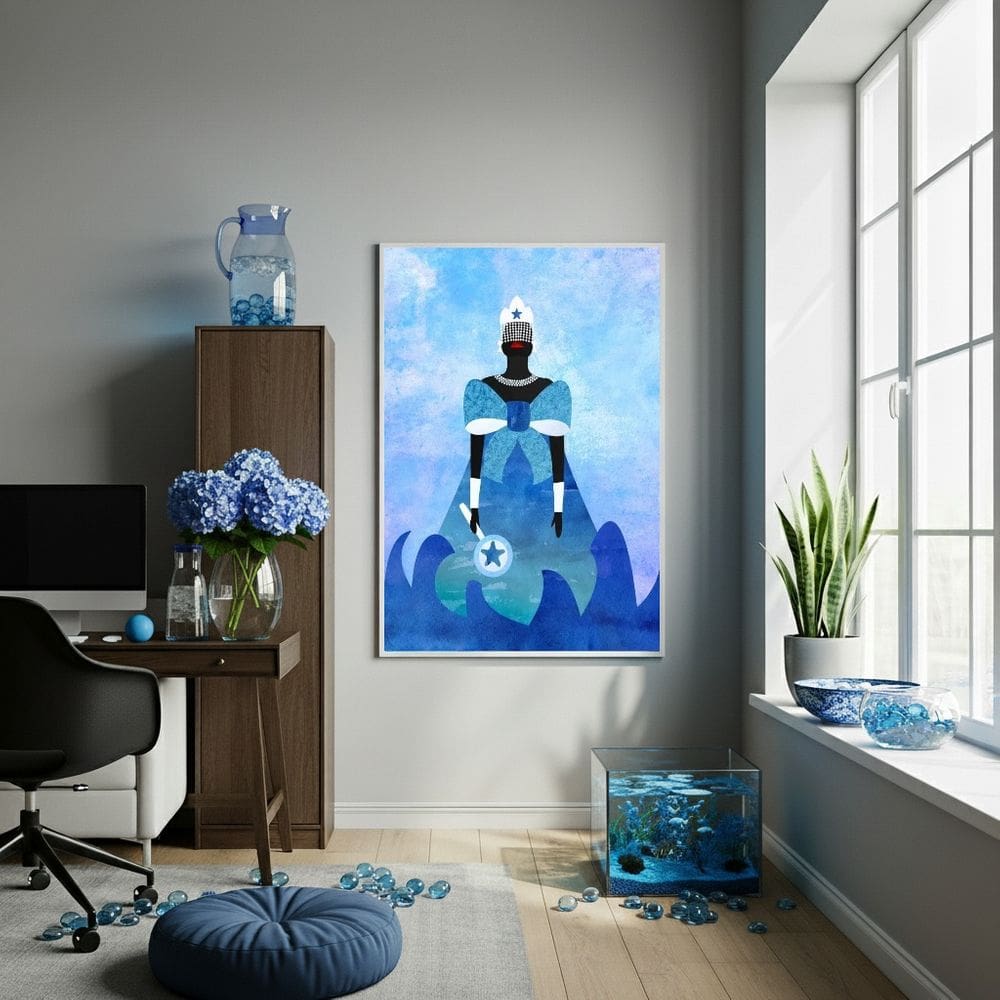 Quadro Decorativo Desenho Iemanjá  - 70x50cm