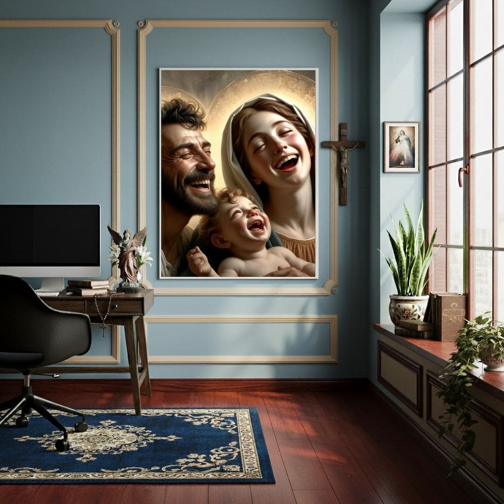 Quadro Família Santa - Jesus, Maria e José - 70x50cm