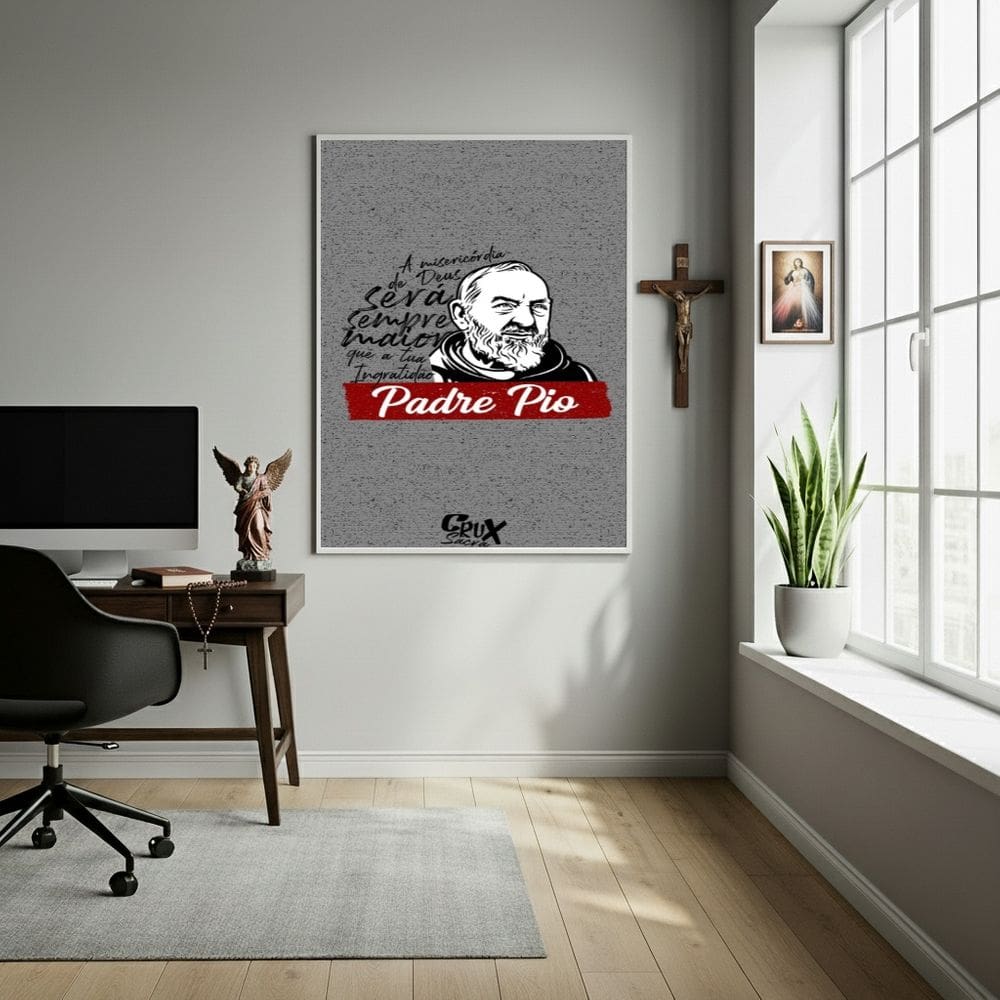 Quadro Decorativo Padre Pio Frase  - 70x50cm