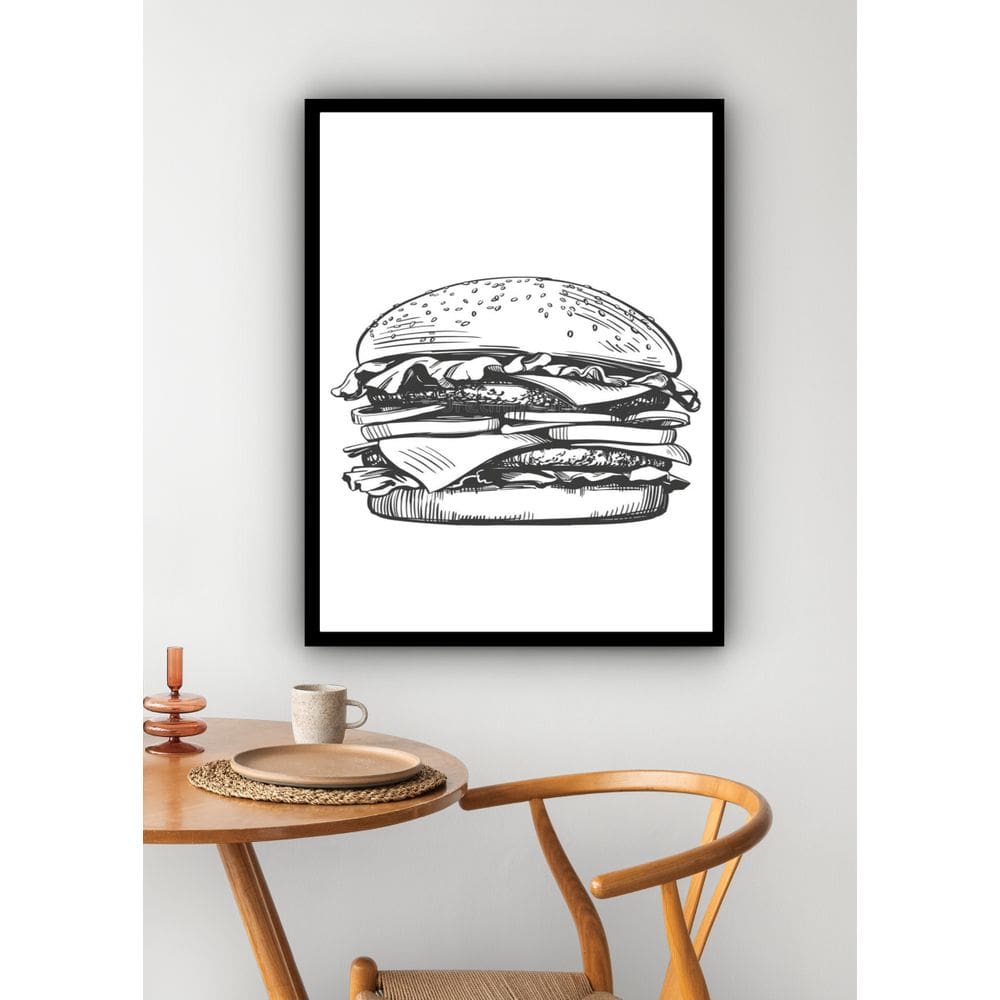 Quadro Decorativo Hambúrguer Desenho  - 70x50cm