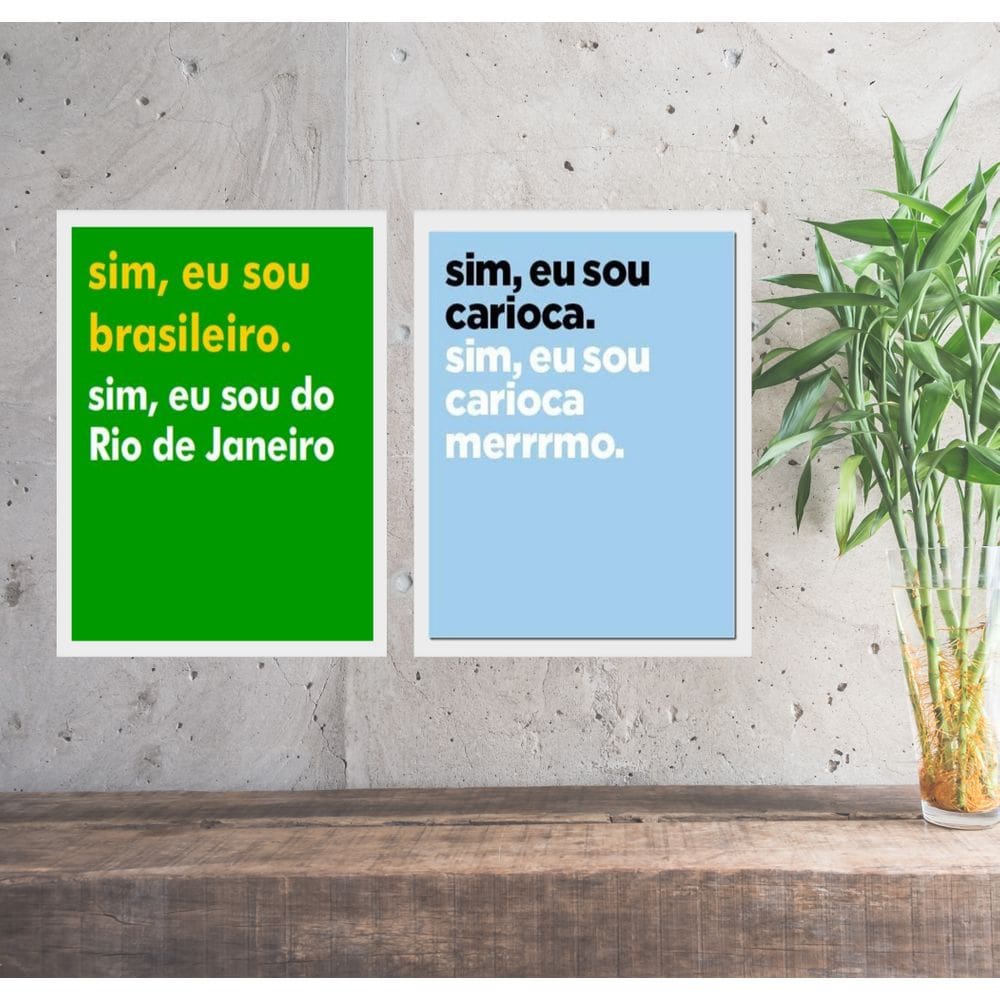 Kit 2 Quadros Rio De Janeiro - Brasileiro Carioca 33x24cm
