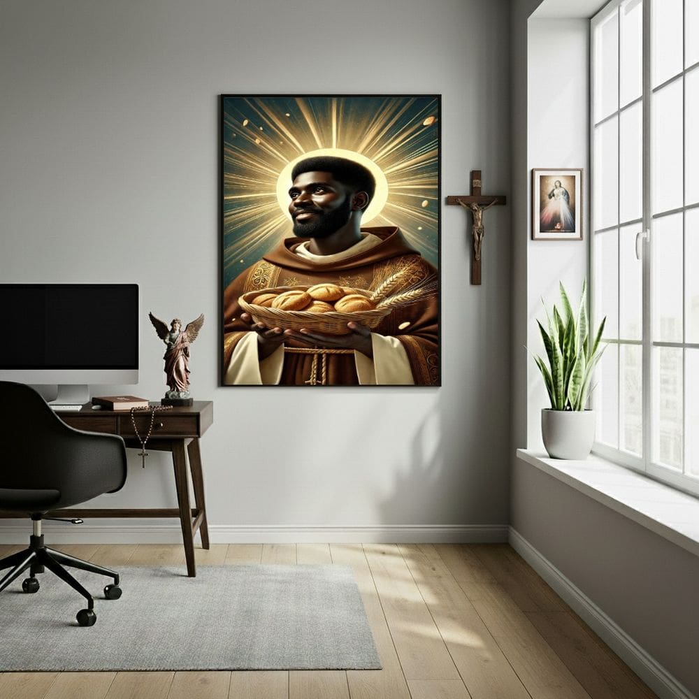 Quadro Decorativo Arte Sacra São Benedito  - 70x50cm