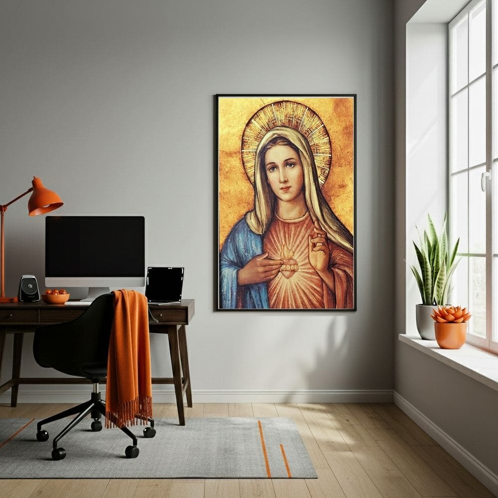 Quadro Arte Sagrado Coração De Maria  - 70x50cm