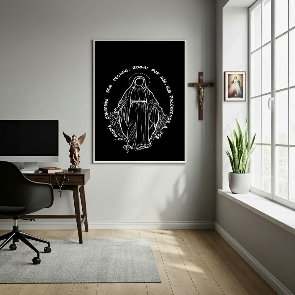 Quadro Nossa Senhora Das Graças Moderno Minimalista-70x50cm