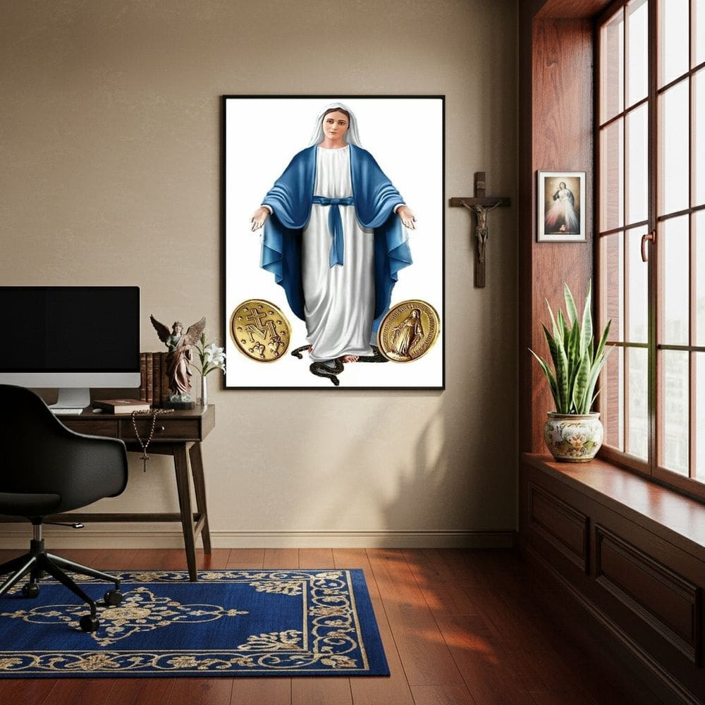 Quadro Nossa Senhora das Graças Medalhas  - 70x50cm