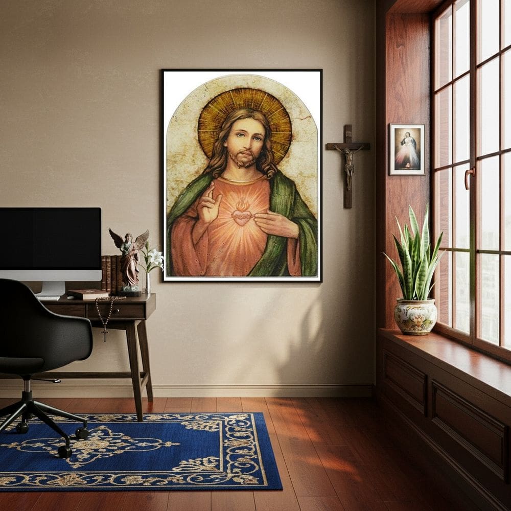 Quadro Decorativo Sacro Sagrado Coração de Jesus  - 70x50cm
