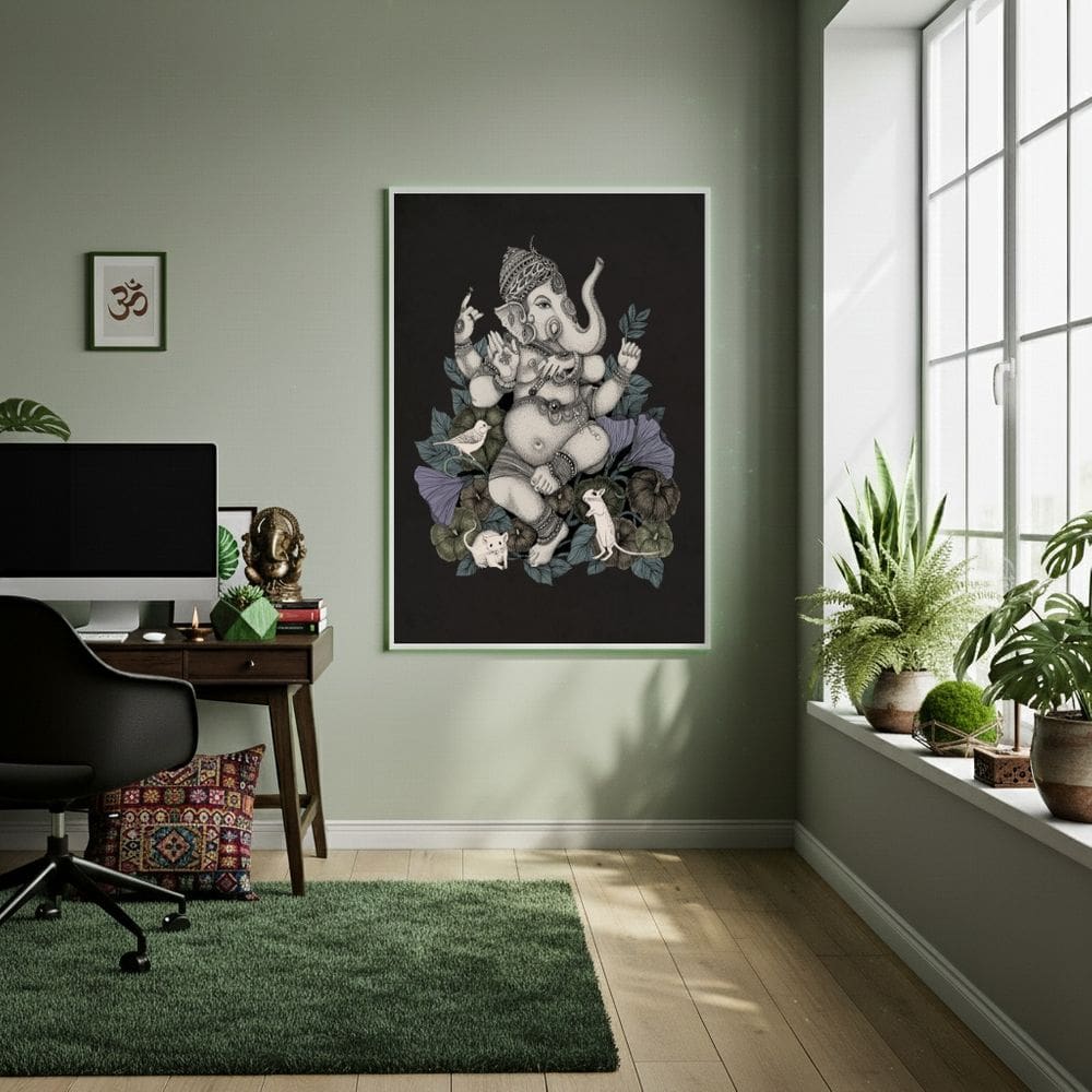 Quadro Decorativo Místico Ganesha  - 70x50cm