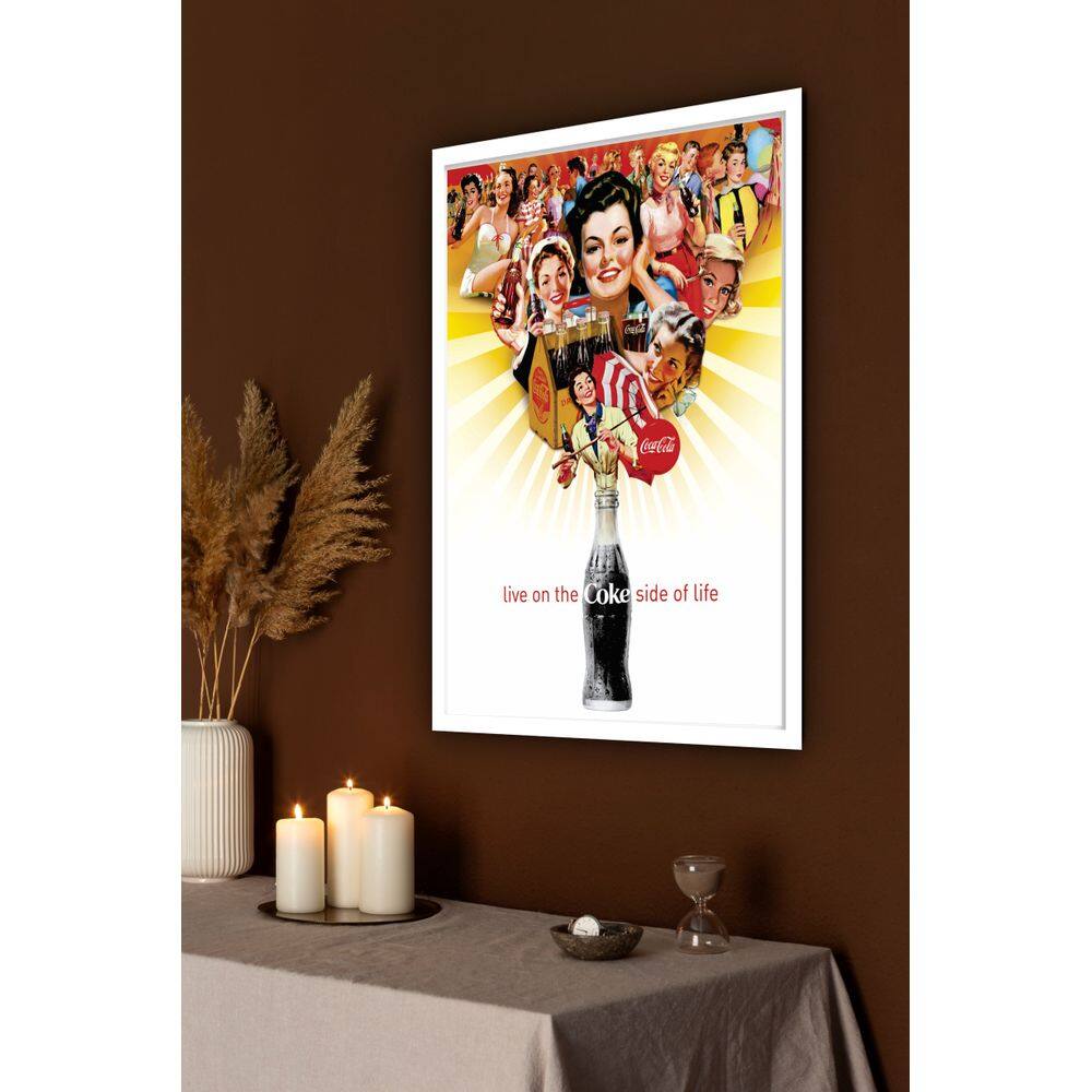 Quadro Decorativo Coca-Cola Garrafa e Mulheres  - 70x50cm