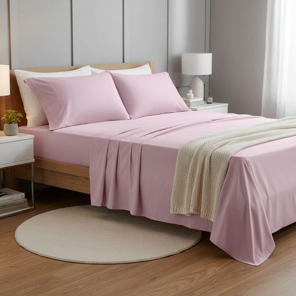 Jogo de Lençol Cama Casal 4 peças  230 Fios Reffinata Color Cor Rosa Chic