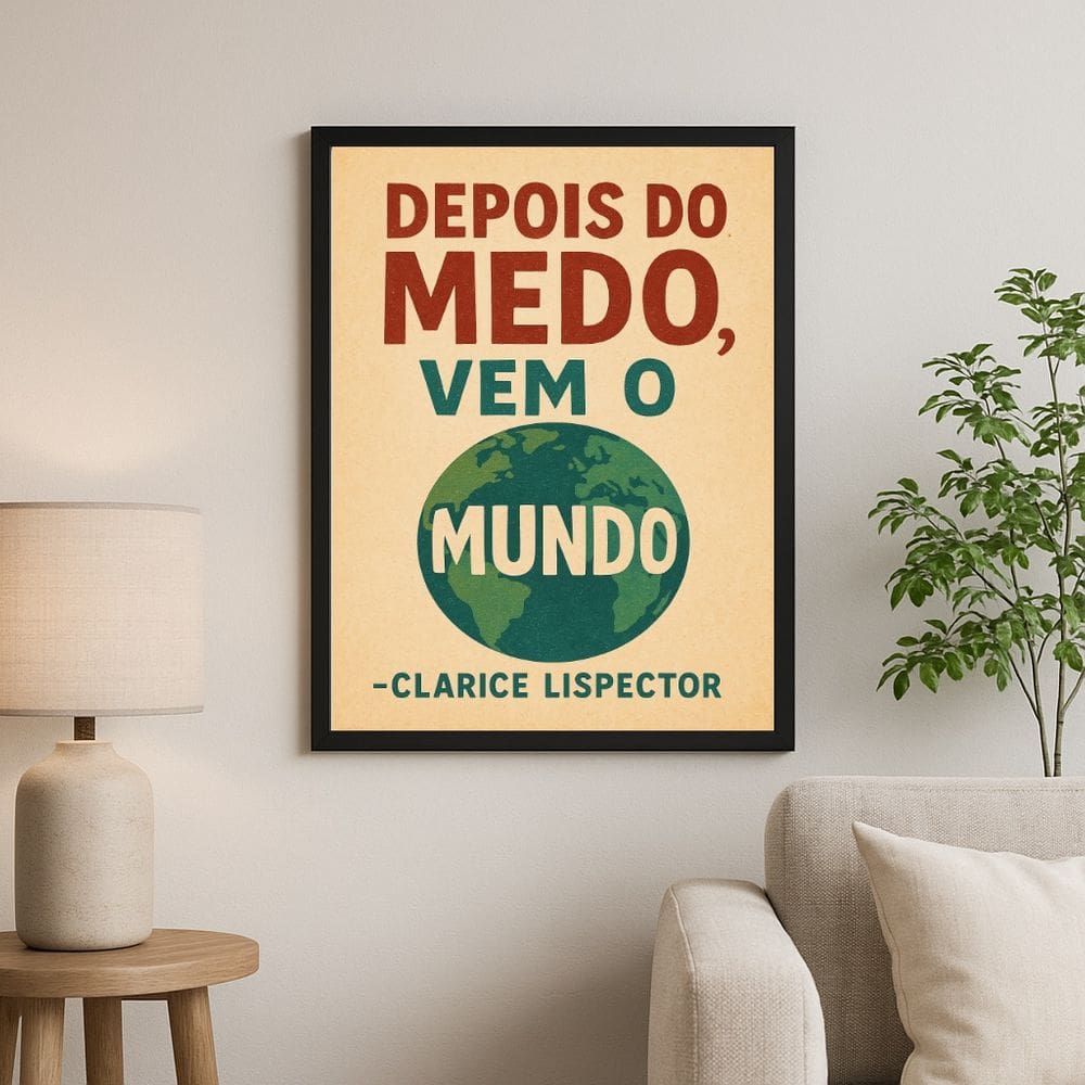 Quadro Motivacional - Depois Do Medo Vem O Mundo 24x18cm