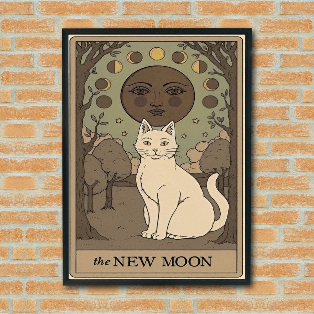 Quadro Decorativo Tarot Gato A Lua Nova - 70x50cm