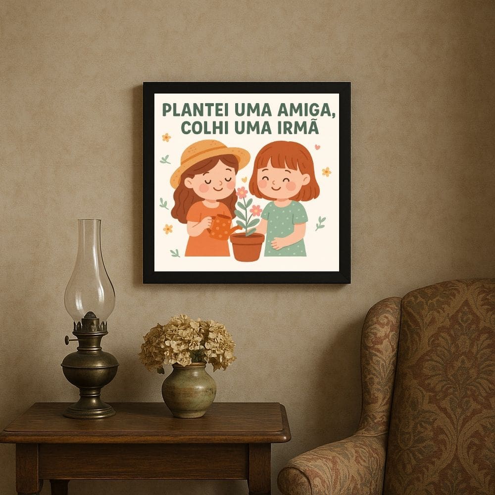 Quadro Decorativo Presente Amiga Irmã - 33x33cm - com vidro