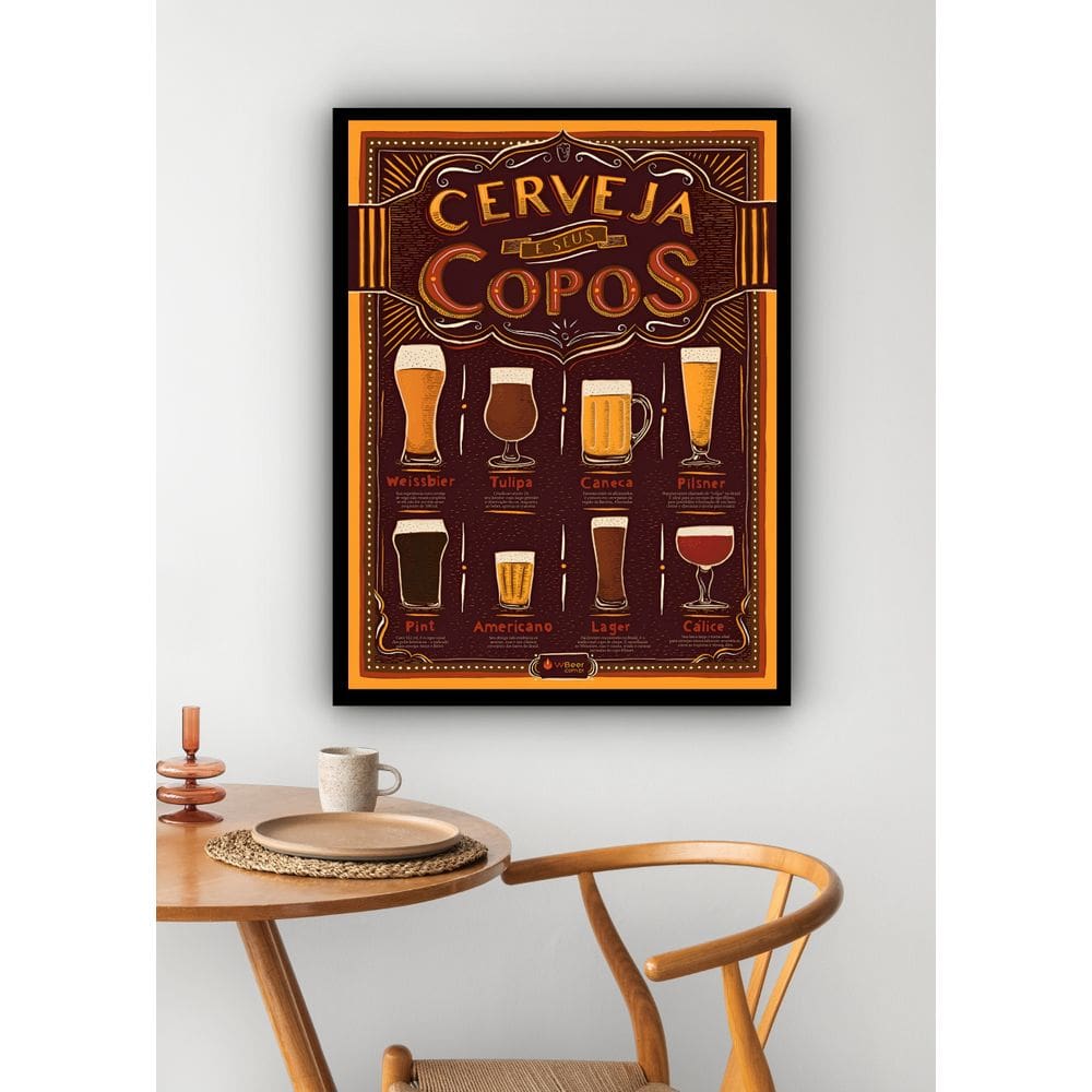 Quadro Decorativo Cerveja E Seus Copos - 70x50cm