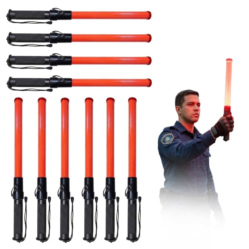 Bastao Sinalizador Apito LED Kit 10 Viario Alerta Transito Rodovia Emergencia Manobrista Segurança Guarda