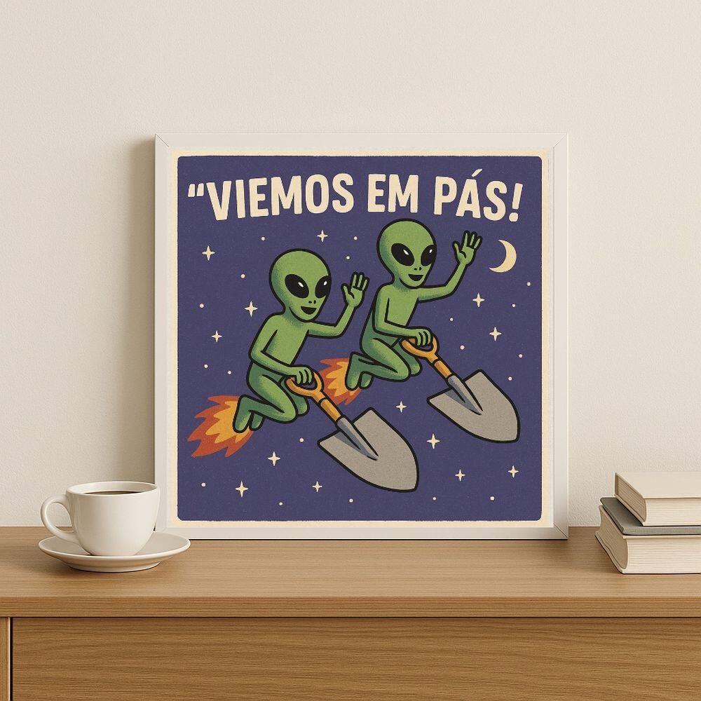 Quadro Divertido Extraterrestres - 33x33cm