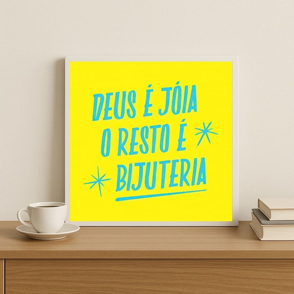 Quadro Quadrado Deus é Joia - 33x33cm - com vidro