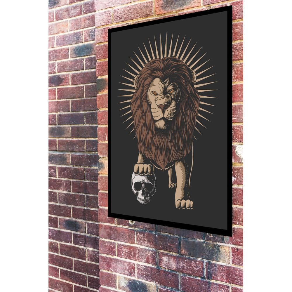 Quadro Decorativo Leão Com Caveira  - 70x50cm