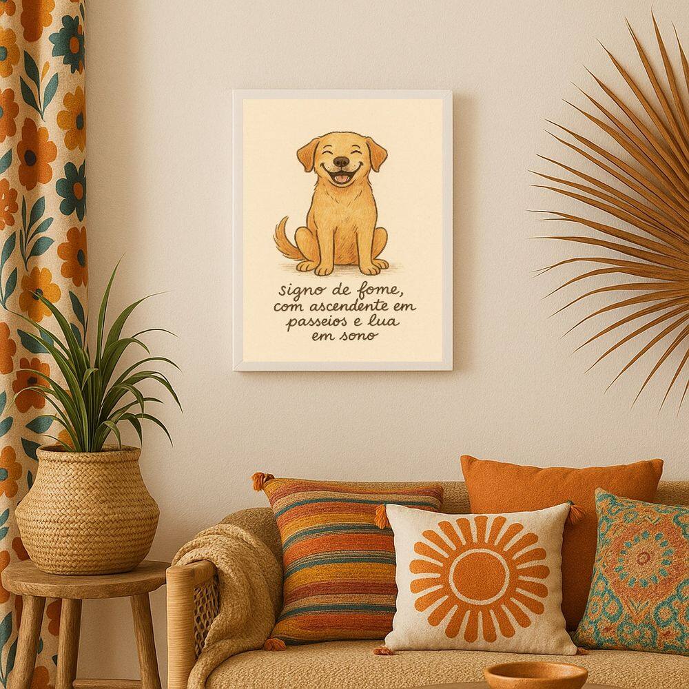 Quadro Cachorro Caramelo Signo Humor 33x24cm - com vidro