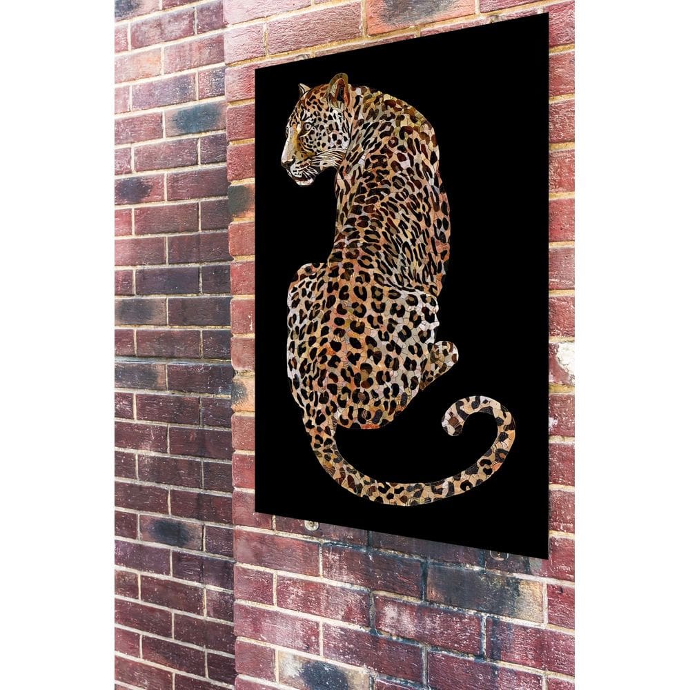 Quadro Decorativo Onça Pintada Fundo Preto  - 70x50cm