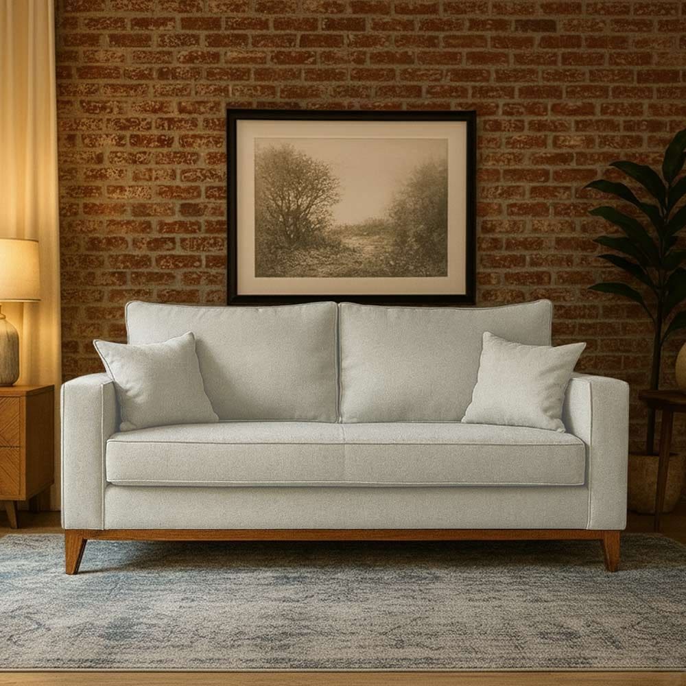 Sofá Living Beny 3 Lugares 2m em Linho para Sala de Estar Conforto e Design Sofisticado Chic - Cru