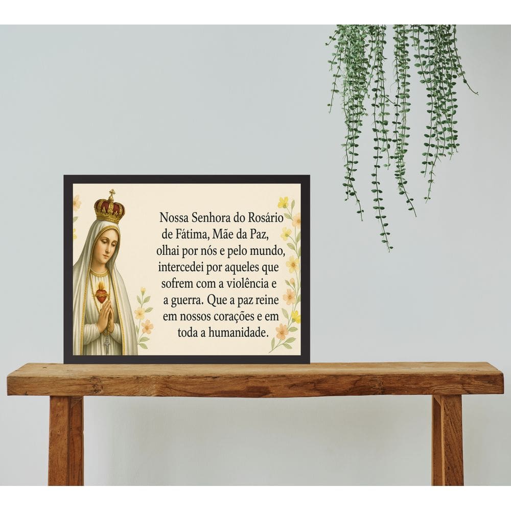 Quadro Nossa Senhora De Fátima Do Rosário - Oração 24x18cm