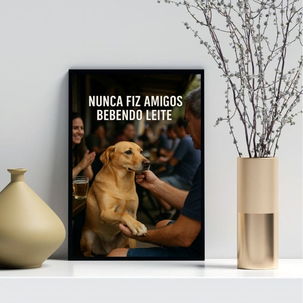 Quadro Decorativo Cão Caramelo No Bar 45x34cm