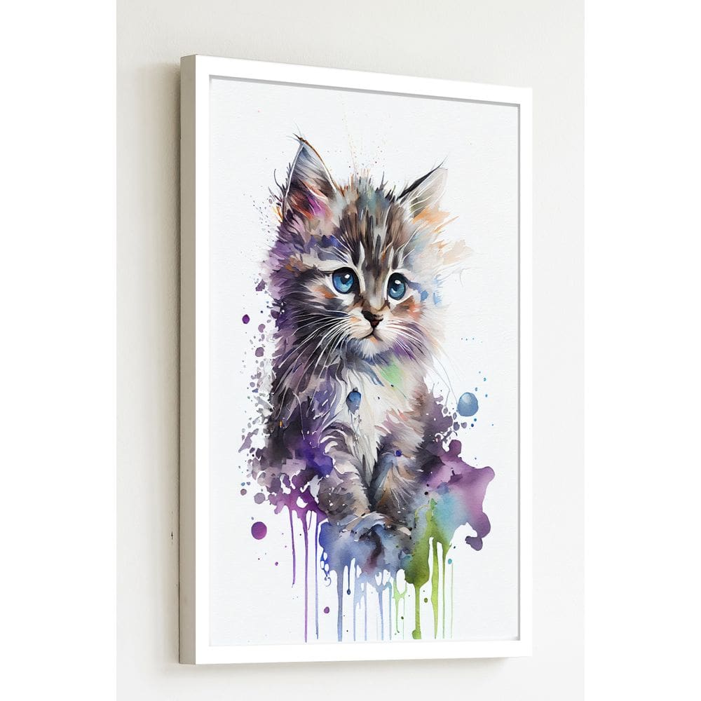 Quadro Decorativo Gatinho Filhote Aquarela - 70x50cm