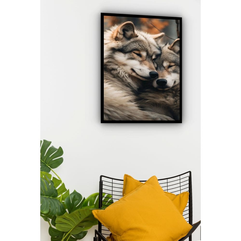 Quadro Decorativo Foto Casal de Lobos  - 70x50cm