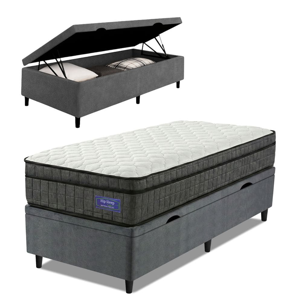 Cama Box Baú Colchão Solteiro Ortopédico D33 Euro Pillow Ultra 88x188x66cm