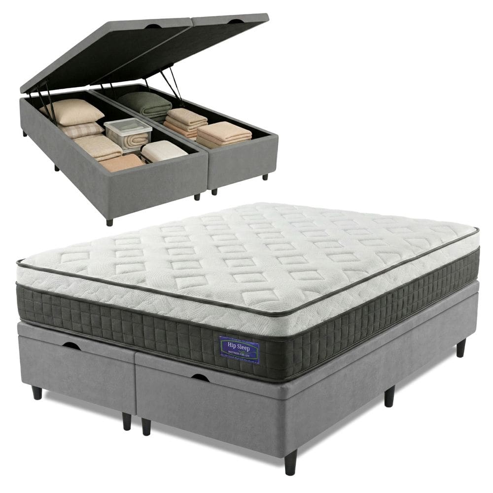 Cama Box Colchão Queen Molas Ensacadas Euro In Atlantic 158x198x66cm