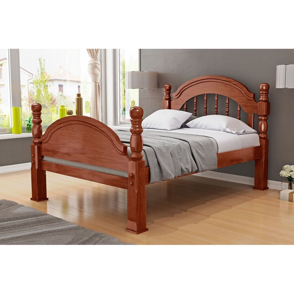 Cama Queen Size Eliane Pezeira Alta De Madeira Maciça Pinus