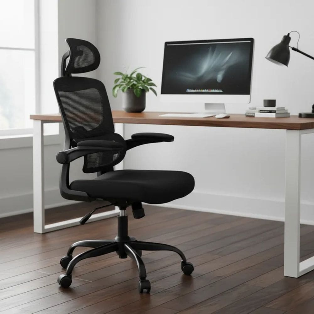 Cadeira Escritório Ergonômica Giratória Inclinável Com Suporte Lombar e Cervical Regulagem Altura