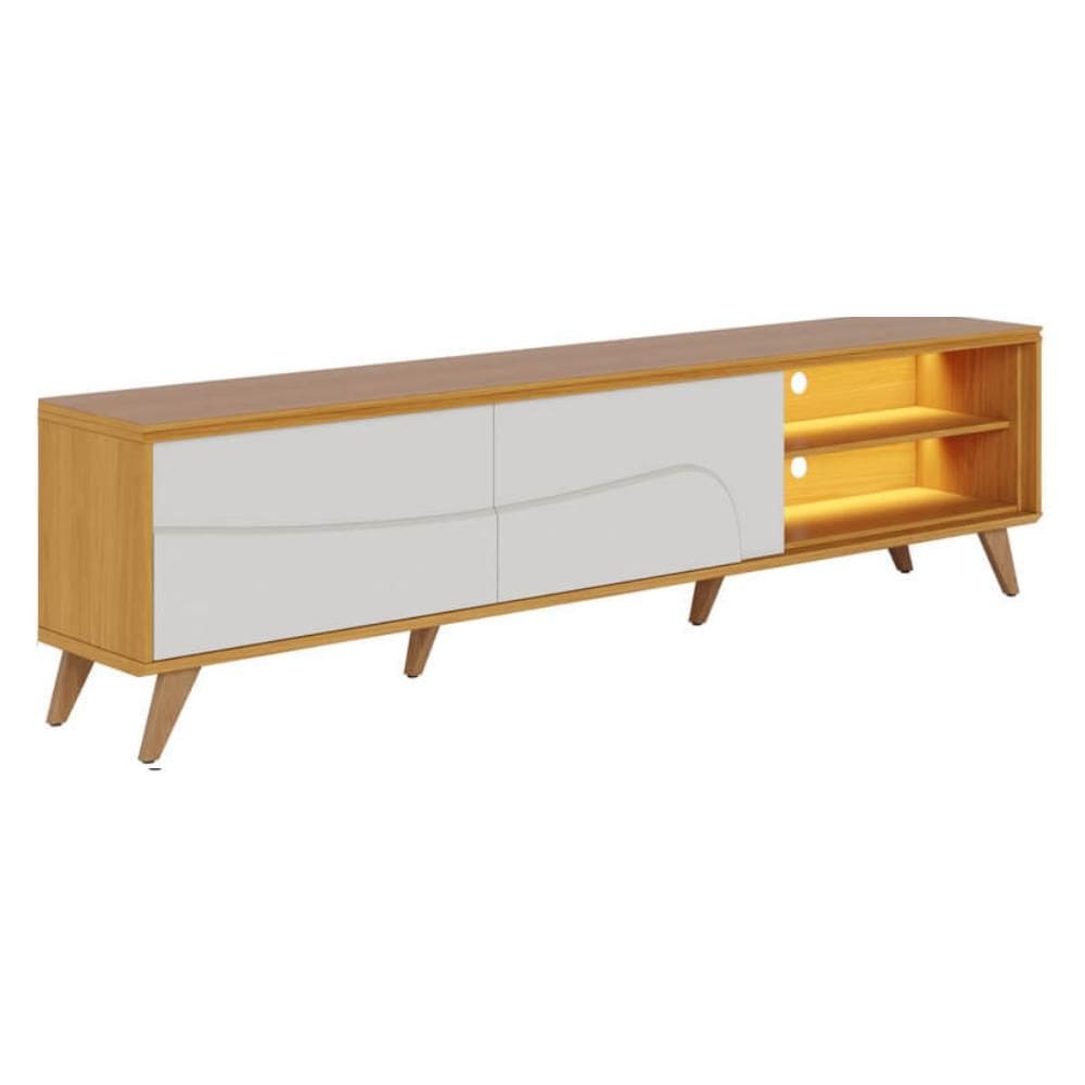 Rack Bancada Para TV 75 Pol 217 cm Amalfi Com Led Pes Madeira CLB