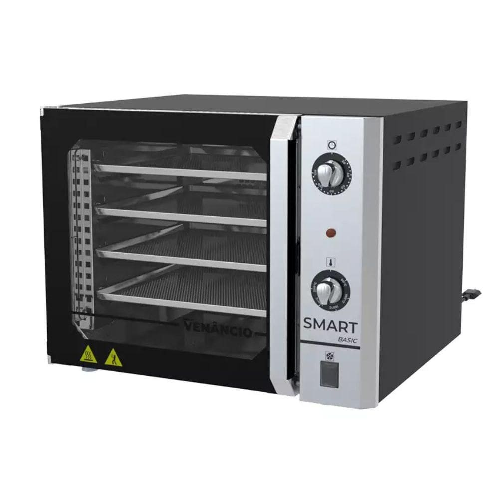 Forno Turbo Convector Smart Basic 4 Esteiras Preto e Painel Inox FCSB4E 127V - Venâncio 57503