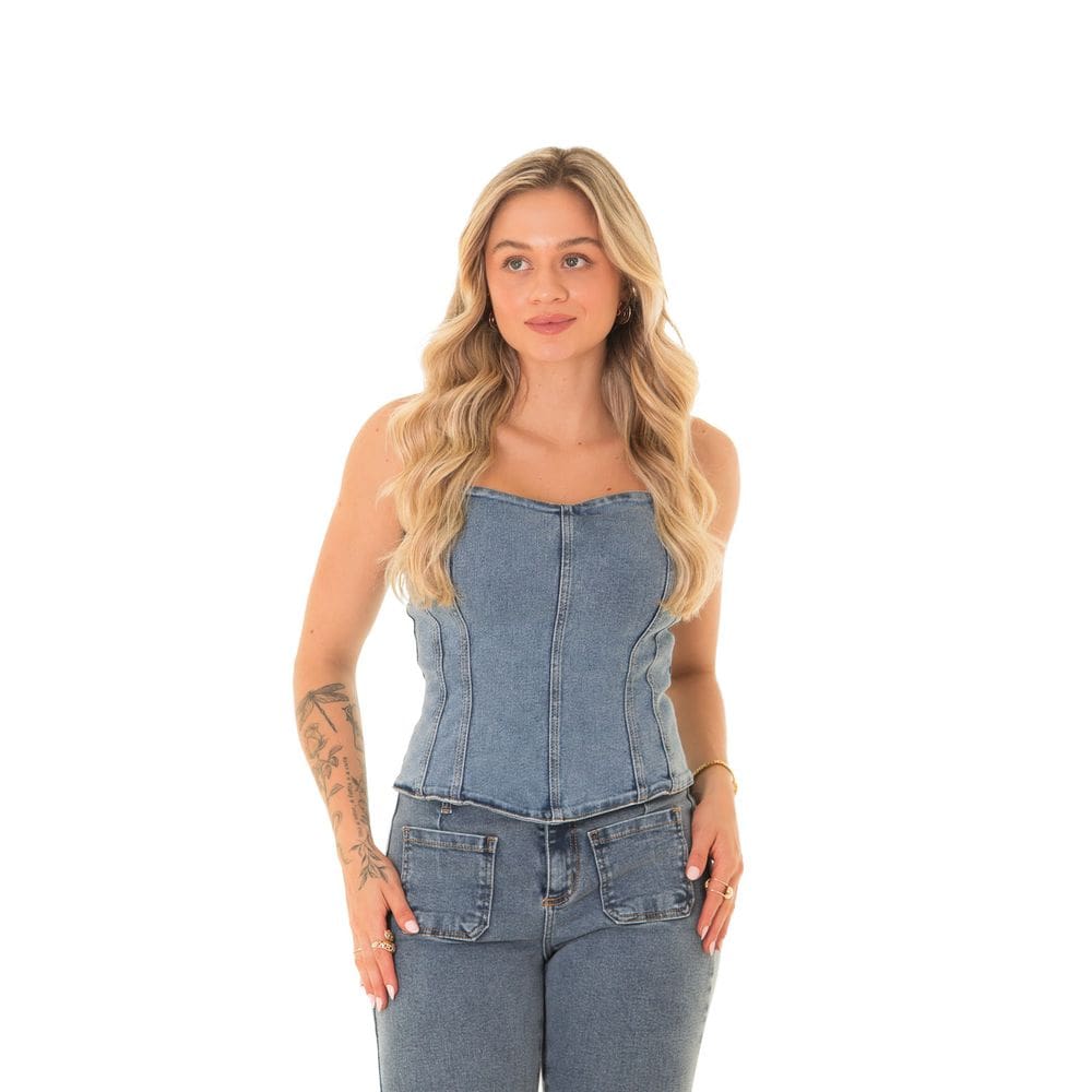 Top Corset Jeans Feminino Arauto
