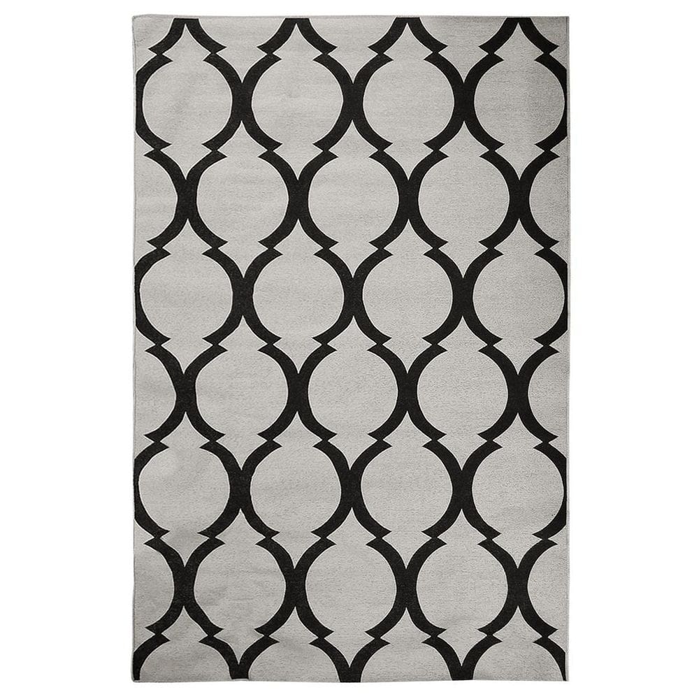 Tapete Sala Geometrico Arabesco 200X250 Cm Prata Preto 40