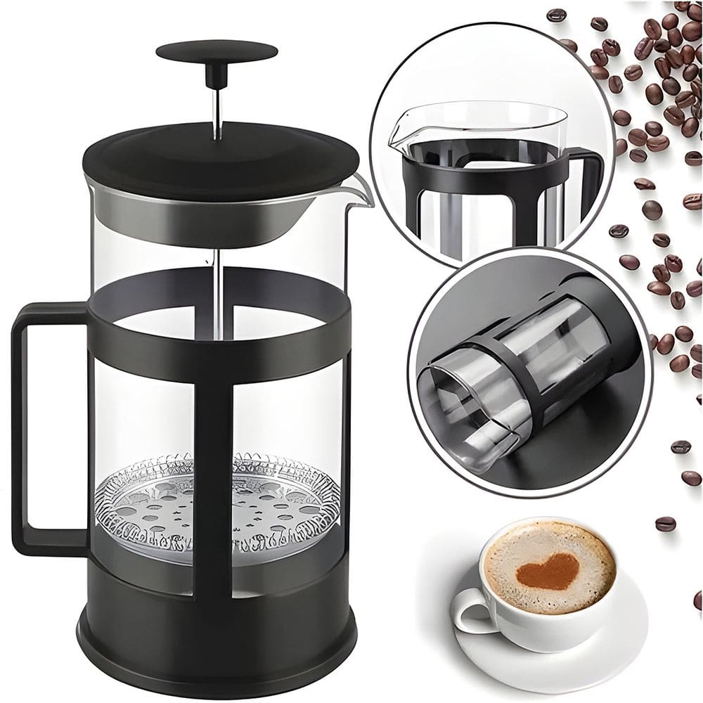Cafeteira Francesa 300ml com Filtro Café Expresso Cremeira Leite Capuccino Infusor Chá Aromático Prensa Manual