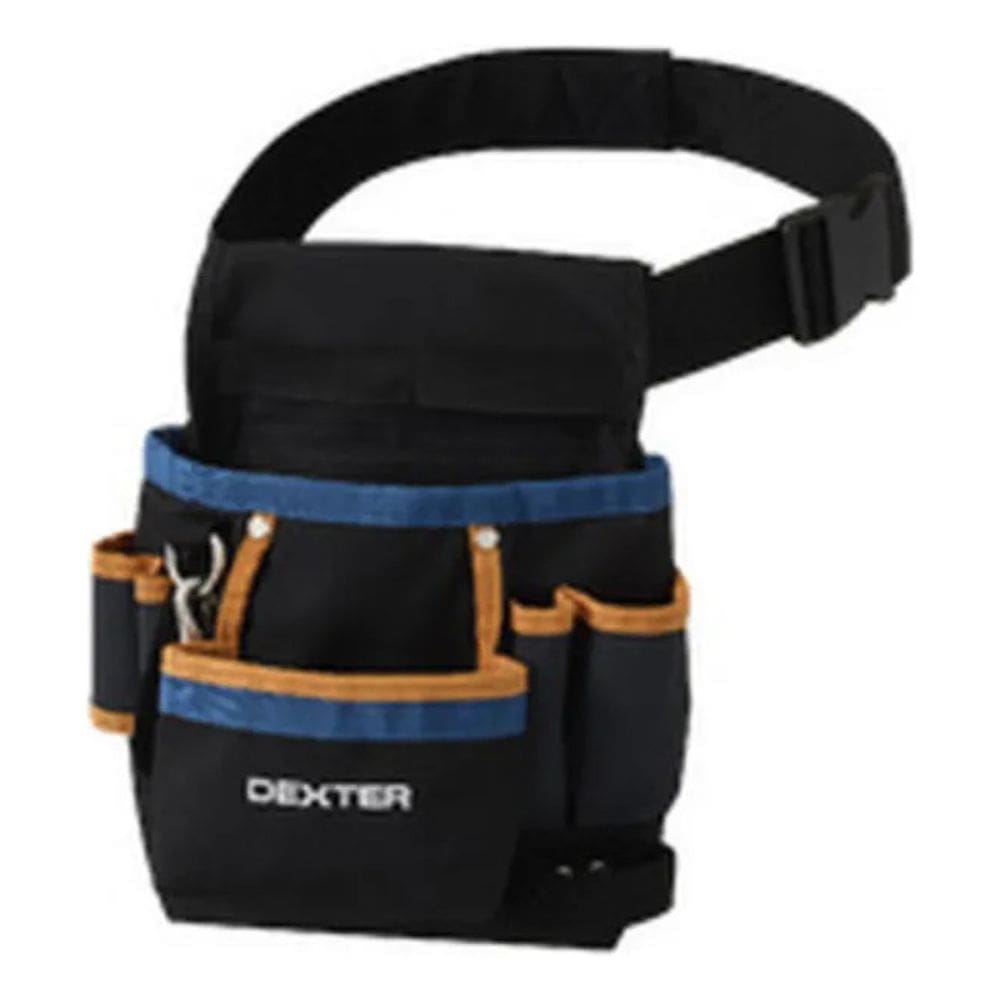 Cinto Bolsa Ferramentas Profissional Poliester 7 Bolsos Preto Com Detalhes Em Azul E Laranja
