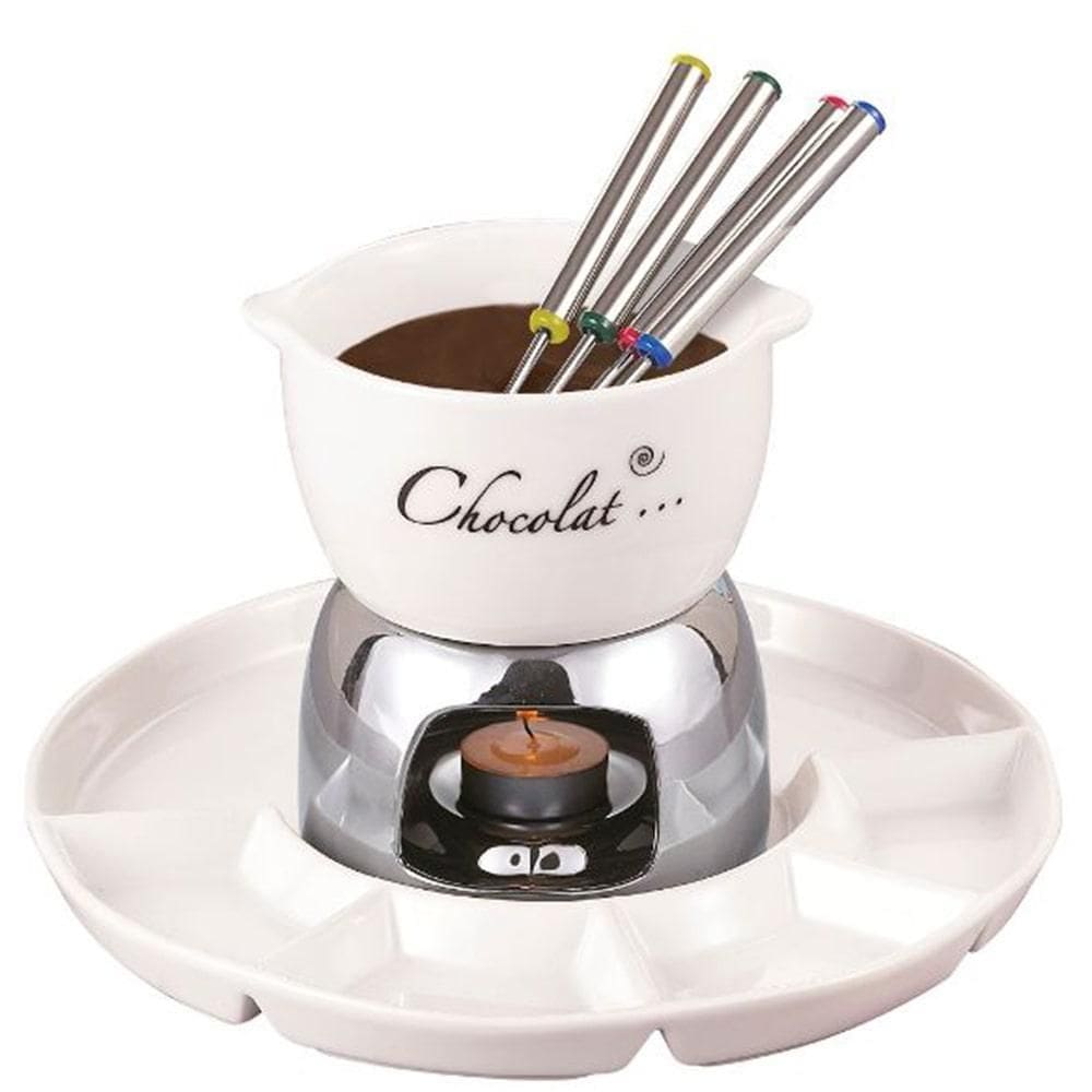 Aparelho Conjunto De Fondue 8 Peças Frutas Queijos Chocolate